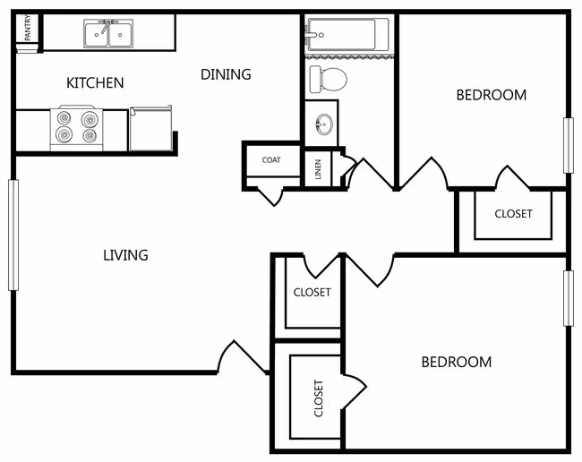 2 Beds • 1 Bath 309 floor plan